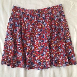Forever 21 Red Floral Skirt - Stretch - M